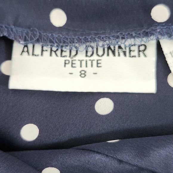 Alfred Dunner Petite Navy Blue & White Polka Dot Short Slv Blouse, 8P - Picture 6 of 9